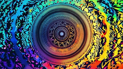 Poster - Colorful abstract mandala design with intricate patterns and vibrant hues creating a mesmerizing visual effect