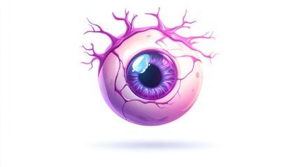 Poster - A surreal illustration of an eye with tree-like branches extending from it.