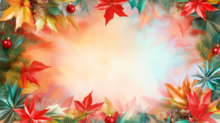 Wall Mural - bright autumn foliage frame with vibrant colors for seasonal decoration and celebration