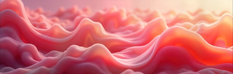 Poster - Abstract pink fluid background. Soft waves blend colors. Liquid motion creates vibrant texture. Modern art design. Perfect for cosmetic product packaging website or app.