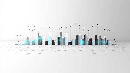 Aufkleber - A digital representation of data visualizations with bars and connecting lines.