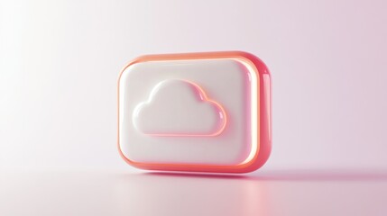 Poster - 3D Render of a Pink Cloud Storage Icon