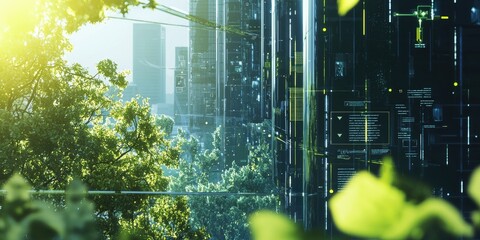 Poster - A visually captivating infographic showcasing the impact of emerging technologies on environmental conservation, with futuristic designs and data points.