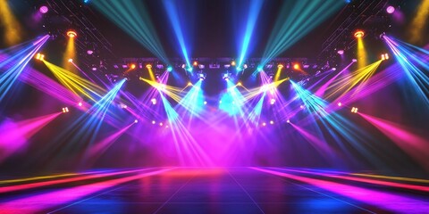 Leinwandbilder - A concert arena illuminated by vibrant laser lights synchronized to music, capturing the thrill of live performances.