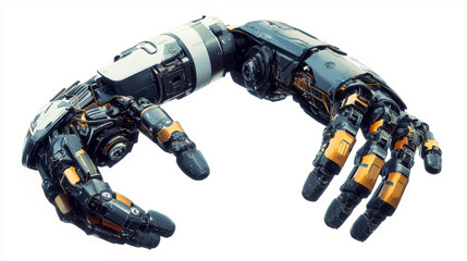 Poster - Robot arms, like those used in factories, are shown.  These mechanical arms are isolated against a white background in a realistic illustration.