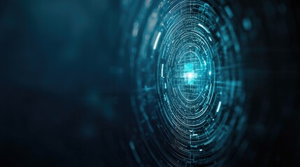 Fototapete - Abstract Blue Digital Data Visualization Concept Design