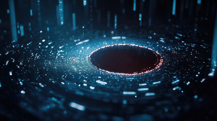 Fototapete - Futuristic Digital Space with Glowing Circular Pattern