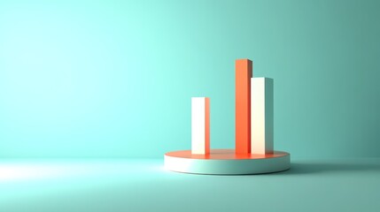 Poster - A minimalist 3D bar chart on a circular base, representing data visualization.