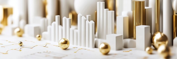Poster - A stylized representation of a financial landscape with gold and white elements.