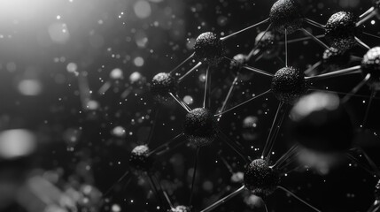 Poster - Abstract representation of molecular structures in a dark, atmospheric setting.