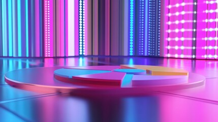 Aufkleber - A colorful pie chart on a reflective surface with vibrant lighting.