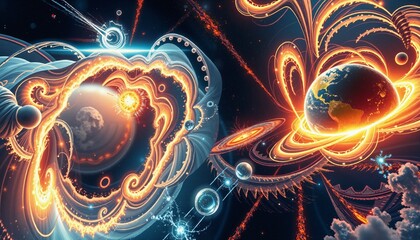 Wall Mural - Multidimensional Cosmic Energy and Earth