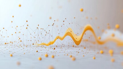 Aufkleber - Abstract visualization of data trends with yellow lines and spheres on a light background.