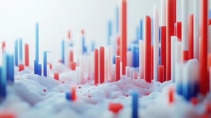 Poster - Abstract representation of data with colorful vertical bars on a soft background.