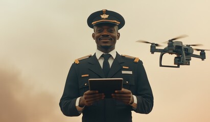 Poster - A pilot operating a drone, showcasing technology in aviation.