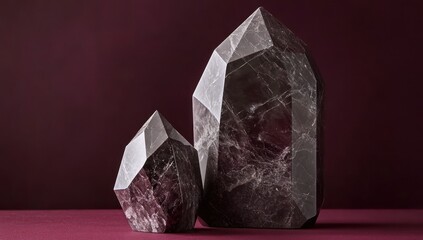 Poster - Two geometric crystal formations on a dark background.