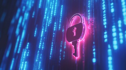 Aufkleber - A digital lock symbol with binary code, representing cybersecurity and data protection.