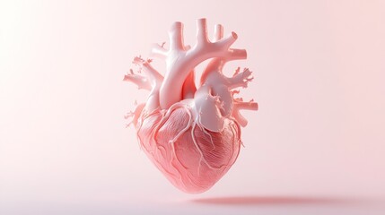 Poster - A stylized 3D rendering of a human heart, showcasing its intricate structure and design.