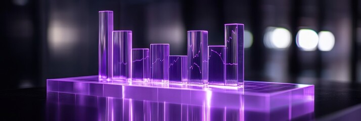 Aufkleber - A translucent purple bar chart display representing data visualization.