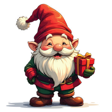 Funny Gnome Christmas vector illustration