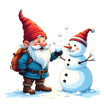 Funny Gnome Christmas vector illustration