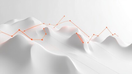Aufkleber - A minimalist 3D representation of data trends over a smooth, white landscape.