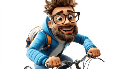 Poster - A cheerful animated character riding a bicycle, showcasing a fun and adventurous spirit.