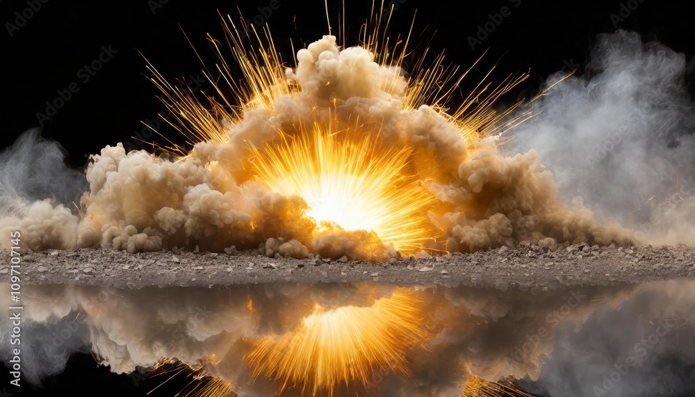 Dynamic explosion border with vibrant fiery tones, isolated on a ...