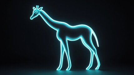 Aufkleber - A glowing outline of a giraffe against a dark background, showcasing modern design.