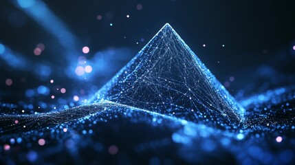 Abstract Digital Network: Glowing Blue Connections and Geometric Structure