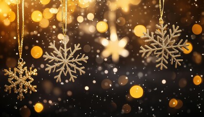 Poster - Sparkling Snowflakes And Glowing Bokeh Lights: Festive Christmas Particles Falling In A Shiny Display