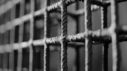 Poster - Rusty Rebar Grid Close Up Abstract Texture