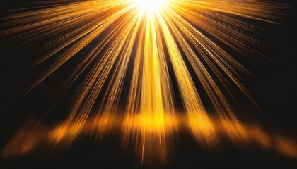Poster - Radiant Glowing Sun Rays on a Deep Black Background, Capturing a Stunning Contrast of Vibrant Light Beams and Shadows in a Mesmerizing Abstract Visual for Artistic and Design Use