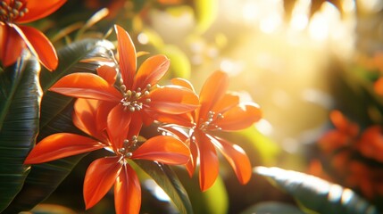 Sticker - Vibrant Orange Flowers Basking In Sunlight