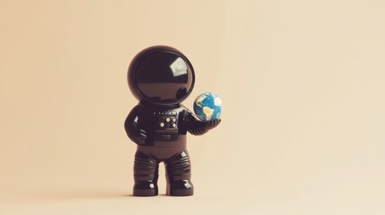 Aufkleber - A black astronaut figure holding a globe, symbolizing exploration and global awareness.