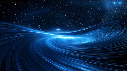 Poster - Mesmerizing cosmic scene with abstract blue energy swirling against a starry night sky backdrop