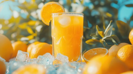 Poster - Refreshing Iced Orange Juice Drink Summer Delight