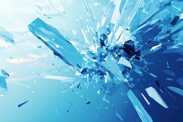 Aufkleber - Abstract blue crystal shards exploding in a dynamic, artistic composition.