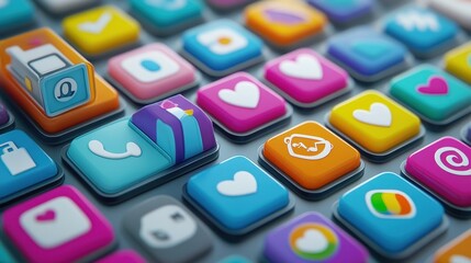 Aufkleber - Colorful App Icons on a Digital Interface
