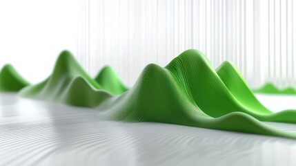 Poster - A stylized representation of green hills against a light background, emphasizing a serene landscape.