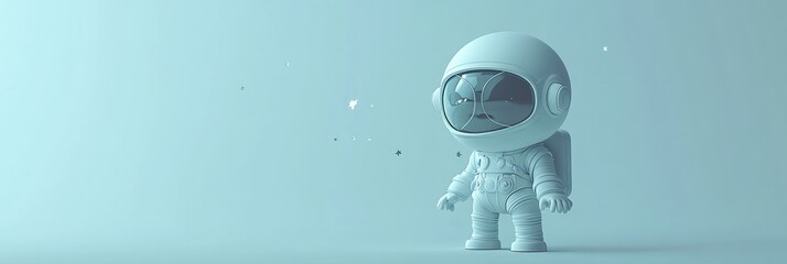 Poster - A stylized astronaut figure stands in a minimalistic space, conveying exploration and curiosity.
