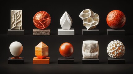 Poster - Abstract Sculptures Displayed on Dark Bases