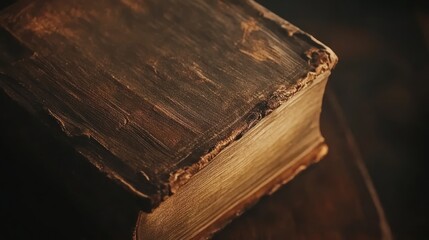Poster - Aged Leather Bound Book Close Up View