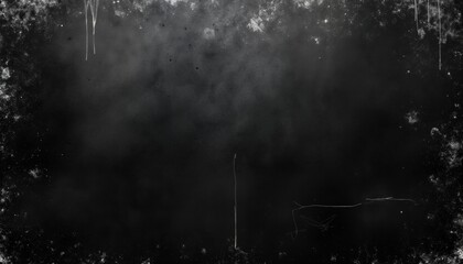Aufkleber - Black grunge background texture. White scratches dust overlay. Aged monochrome photo filter. Retro vintage design. Dark abstract surface. Empty space. Ideal wallpaper layout. Photo editor layer.