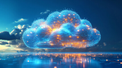 Poster - cutting-edge cloud computing technology linking worldwide networks in a digital cyber environment