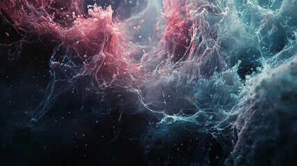 Poster - Vibrant fibers weaving together to form dynamic patterns against a dark backdrop, ideal for abstract designs