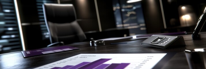 Poster - A modern office setting with charts and graphs on a desk, suggesting business analysis.