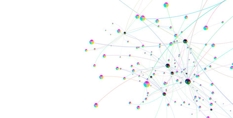 Poster - Gene lines and nodes, biological gene structure, 3d rendering.