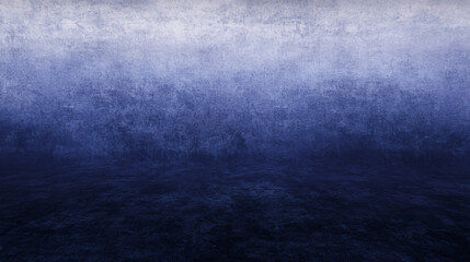Poster - Mysterious and dramatic atmosphere created by a grunge textured concrete wall and floor against a dark blue backdrop