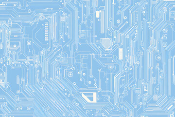 Poster - Futuristic vector illustration of a blue circuit board with intricate digital tech elements, perfect for advanced technology backgrounds.	
